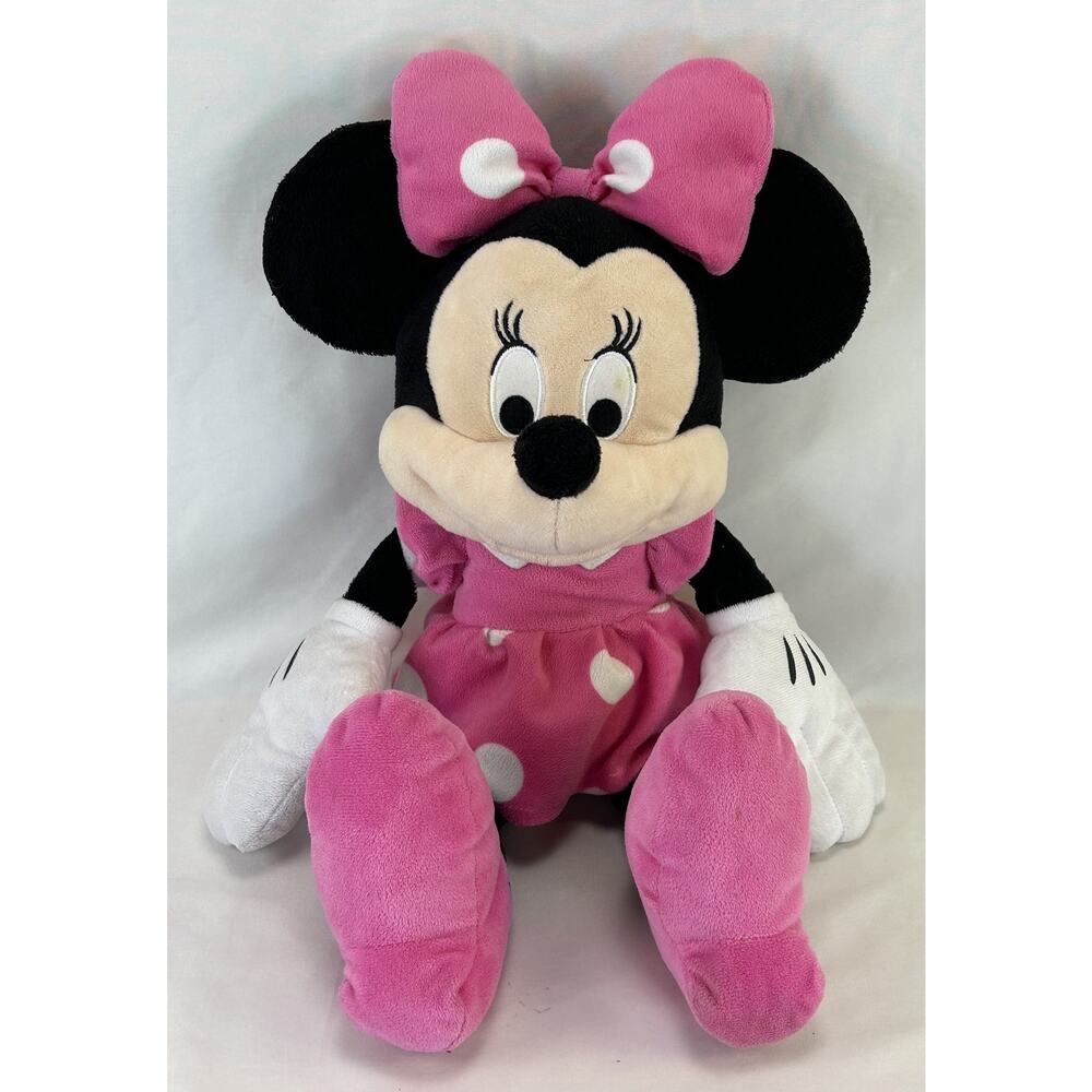 Disney Minnie Mouse Plush Stuffed Animal Pink Polka Dot Dress Toy Just Play 12"
